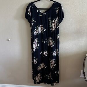 J. Jill Floral Midi Dress - Black and Pink